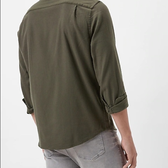 Express solid shirt flannel shirt jacket S NWT olive green - Picture 2 of 8